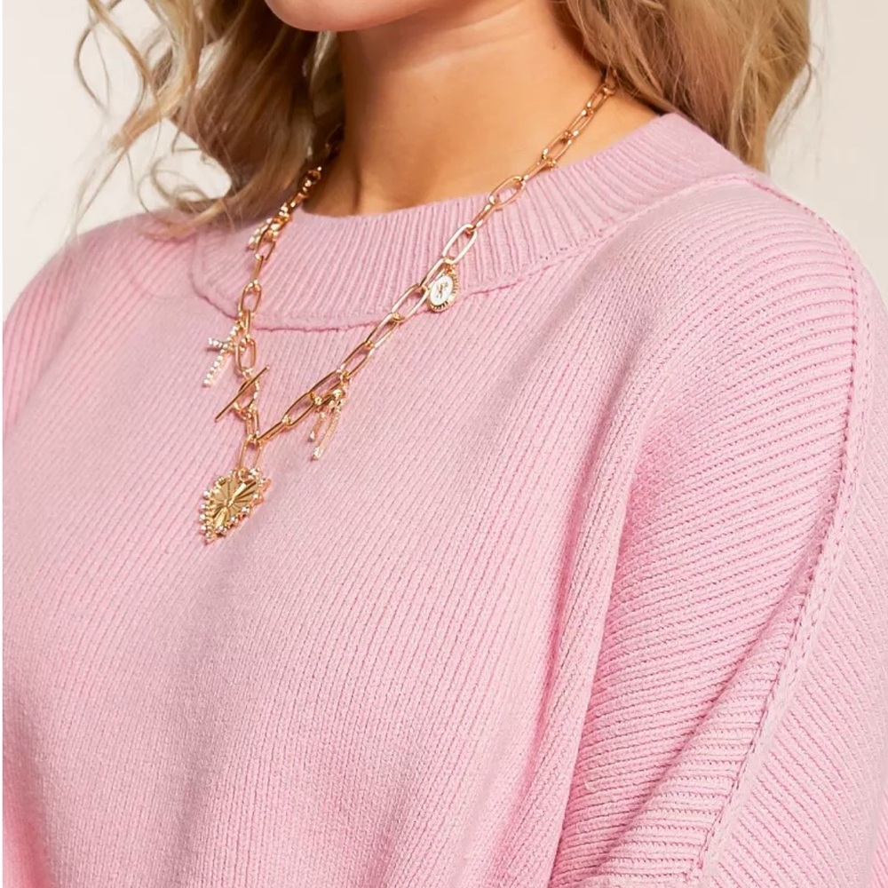 Free People Pink Crew Neck Sweater - Picture 2 of 3